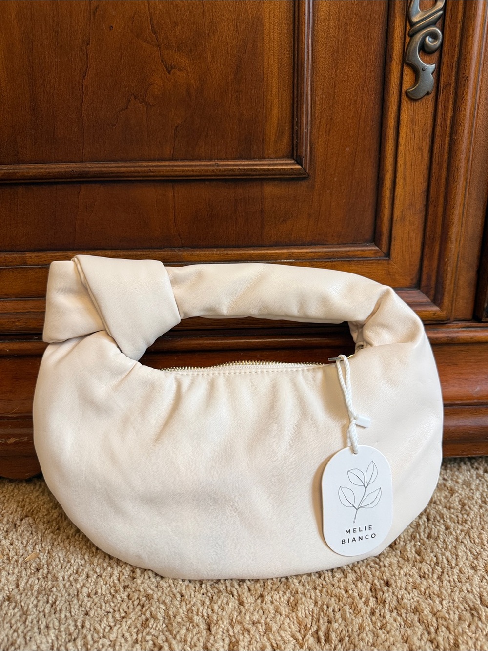 Melie Bianco Soft Cream Knot-Top Mini Hobo